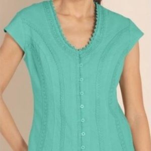 Soft Surroundings Taos turquoise embroidered top